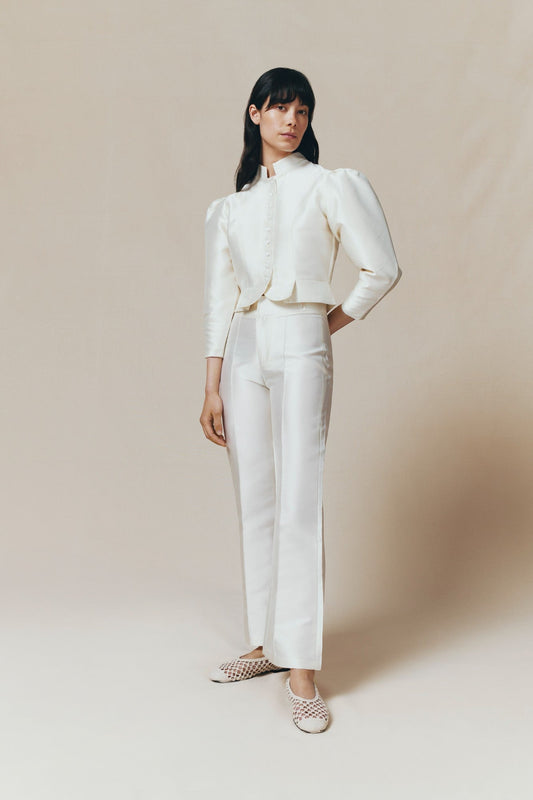 Pantalón Yoshitomo Satén Blanco de Destree · detalle 2
