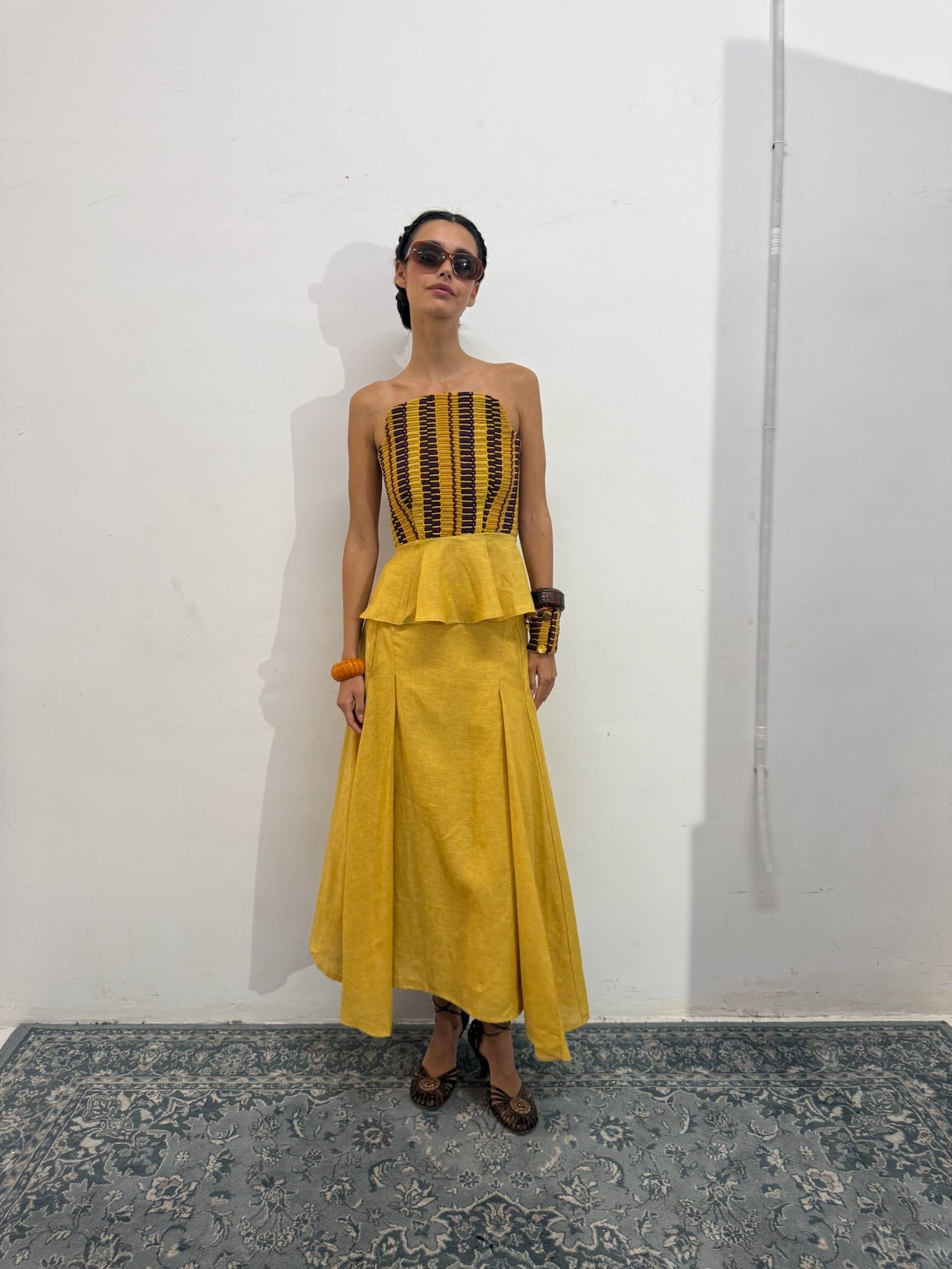 Top Eulalia Mostaza de Baudesson, lino, algodón y seda · detalle 6