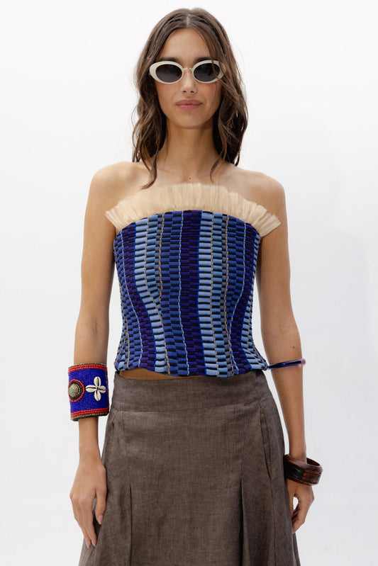Top Clotilde Lazuli de Baudesson, seda, algodón y tencel · detalle 1