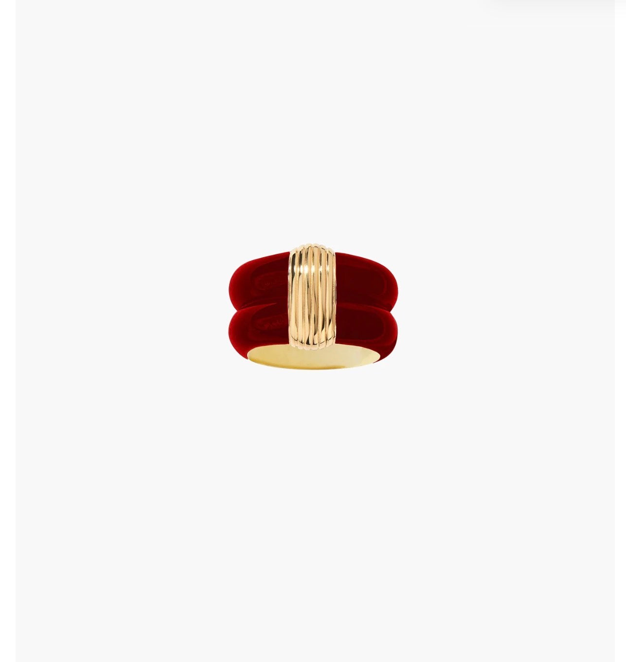 Anillo Katt en burdeos con detalle estriado dorado – Aurélie Bidermann · PORTICO Concept, Turó Park Barcelona
