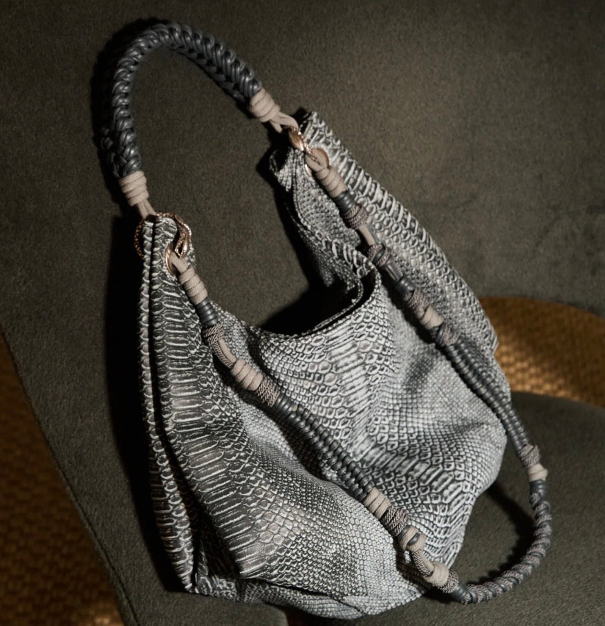 Bolso Redang L de Noumad en gris oscuro stone con asas trenzadas, Portico Concept