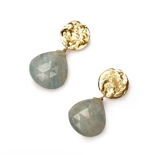 Pendientes Aqua con piedra verde agua – Olga Prieto · PORTICO Concept, Turó Park Barcelona