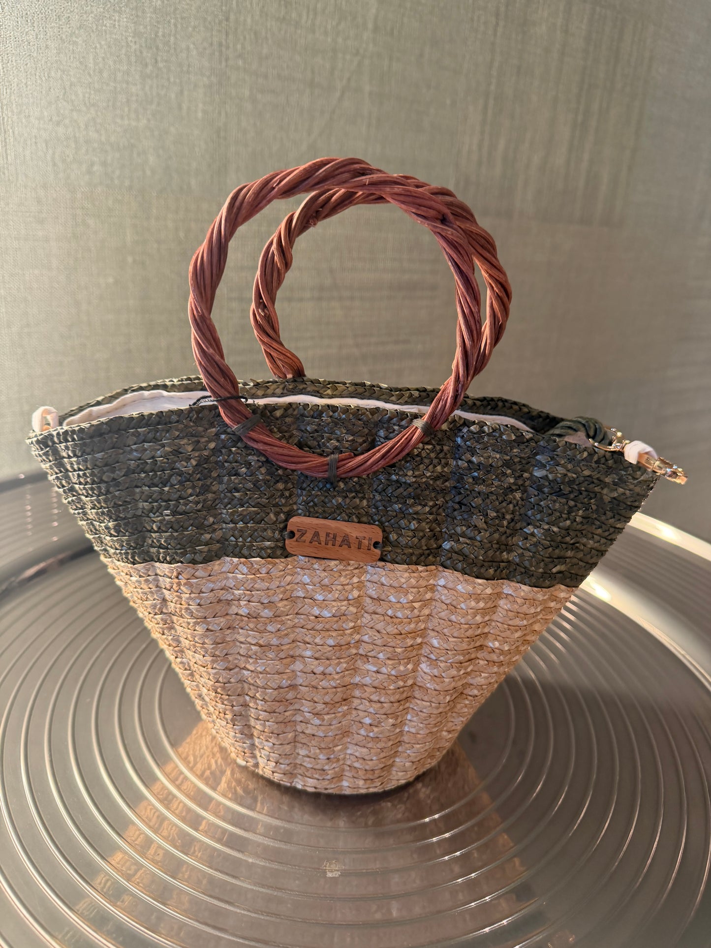 BOLSO MINI SHELLY OLIVA Y NATURAL