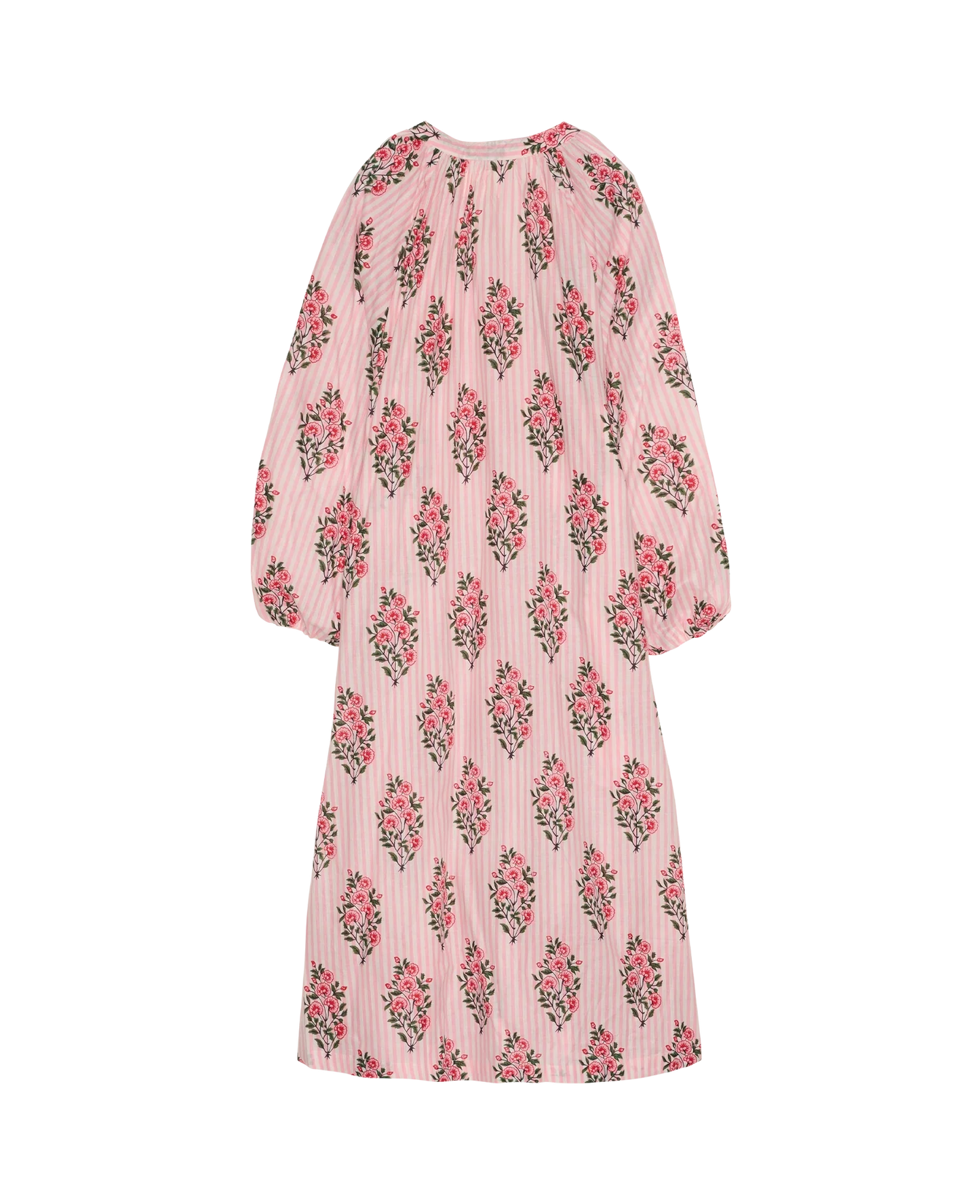 Vestido largo rosa palo a rayas con block print floral – Sissel Edelbo · PORTICO Concept, Turó Park Barcelona (vista 3)