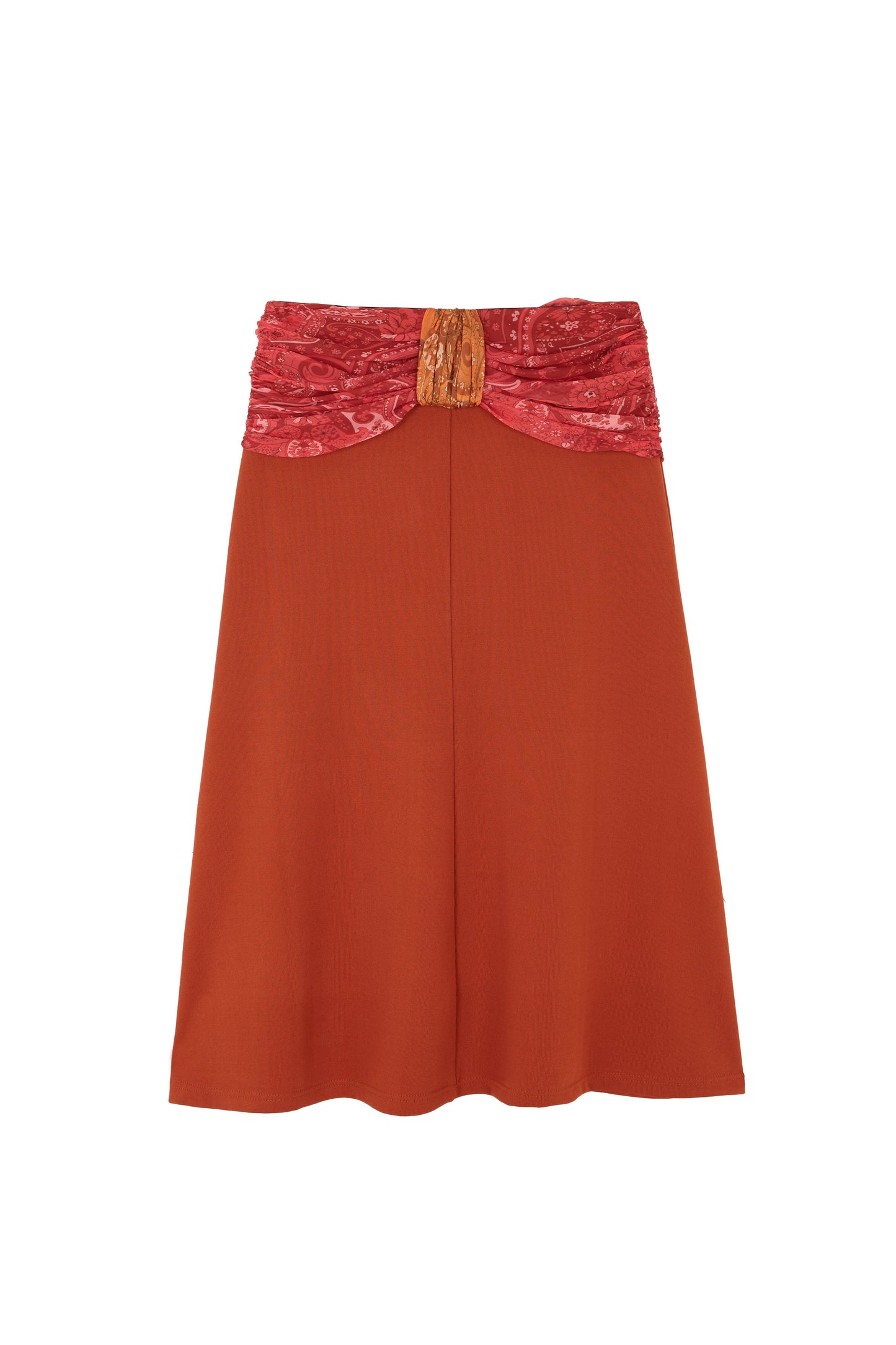 Falda midi Elia naranja con estampado paisley de Laia Alen – Laia Alen · PORTICO Concept, Turó Park Barcelona (vista 3)