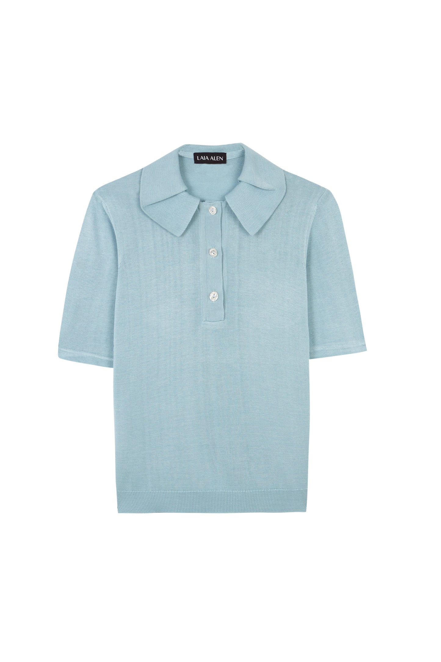 Antonia Silk Polo Sky Blue de Laia alen · detalle 4