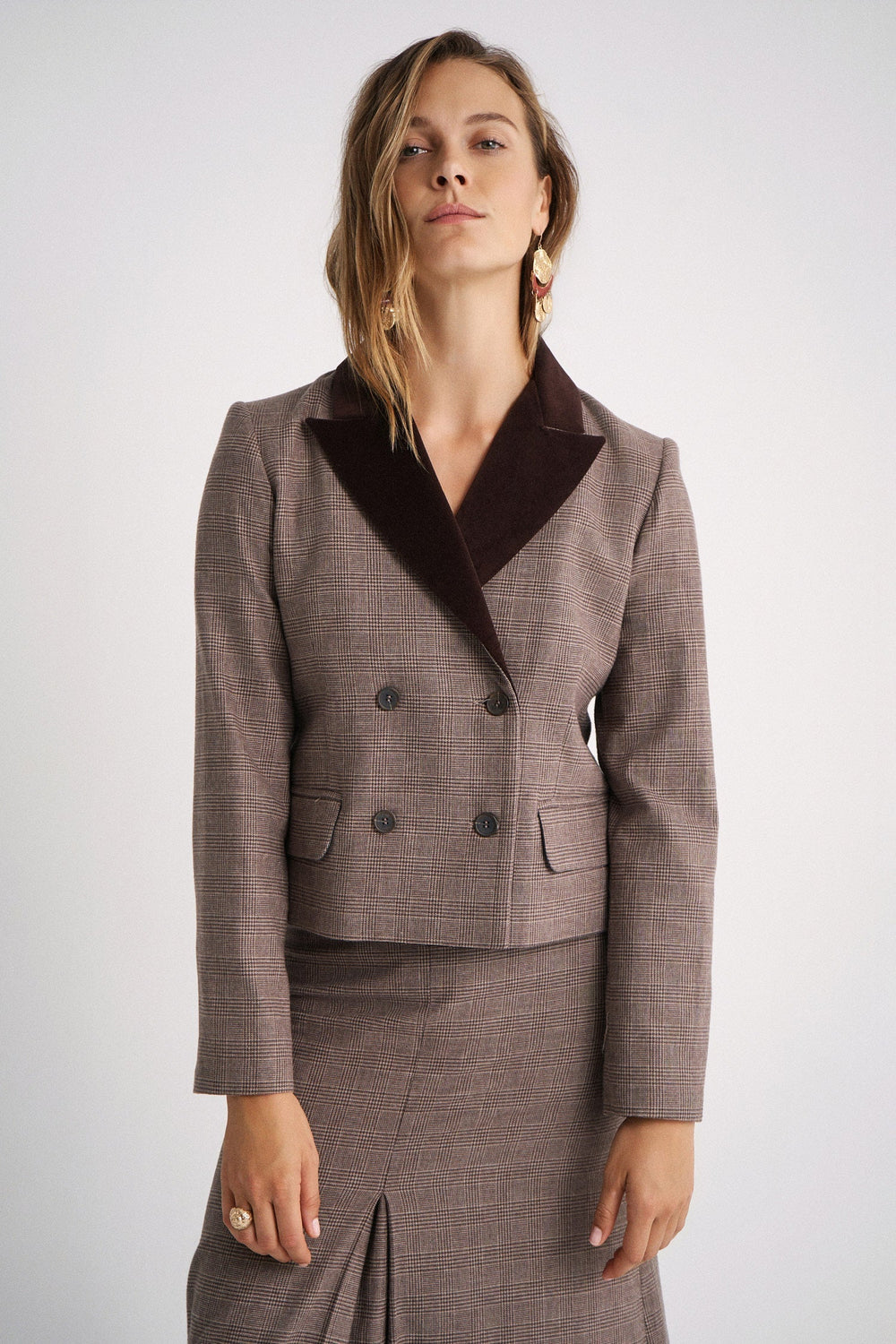 Falda Ivet Brown Checks de Magnolya Collection · detalle 3
