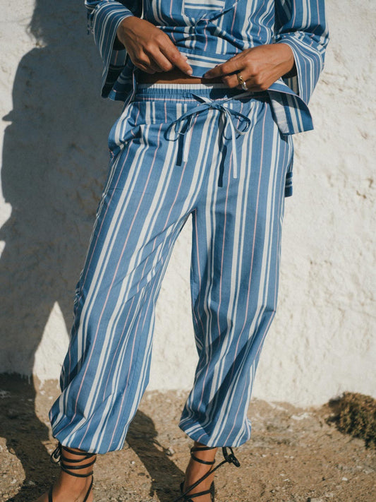 Althea Pants de Cosmology · 100% algodón orgánico a rayas