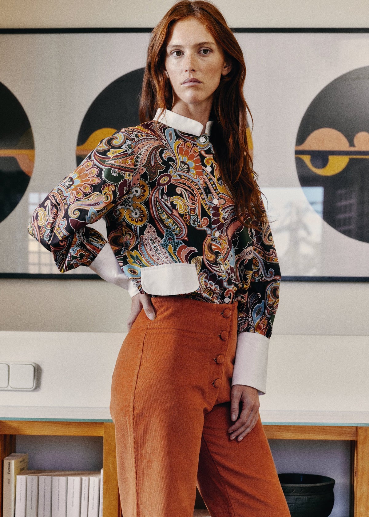 Camisa Billie Brigitte de Laganini · 100% algodón orgánico, estampado Liberty paisley en tonos cálidos