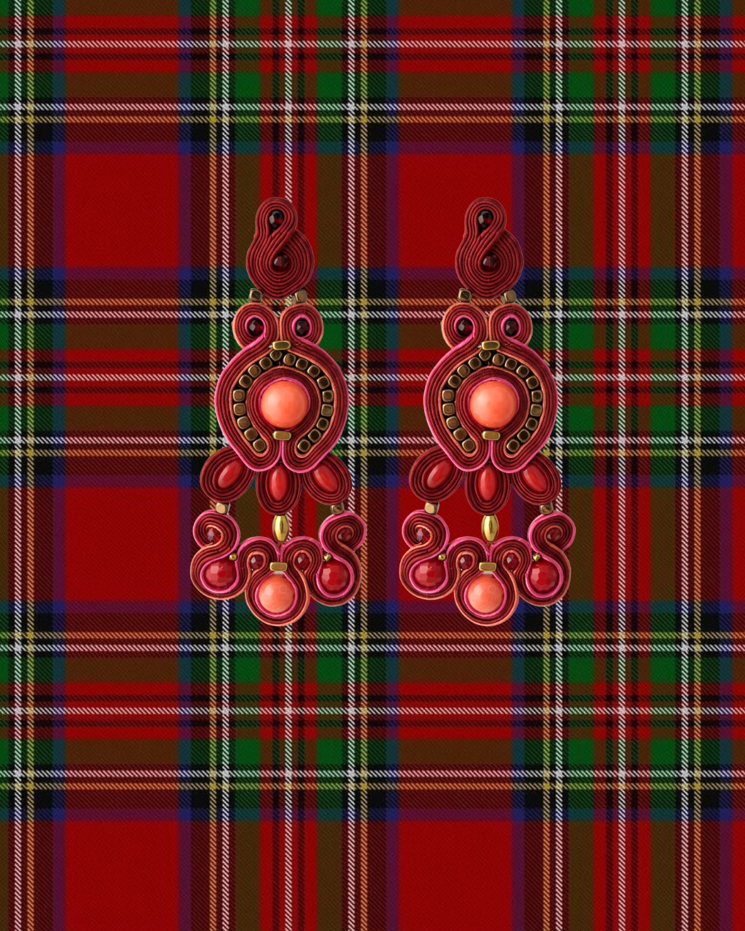 Pendientes Royal Tartan Carmine de Musula · detalle 3
