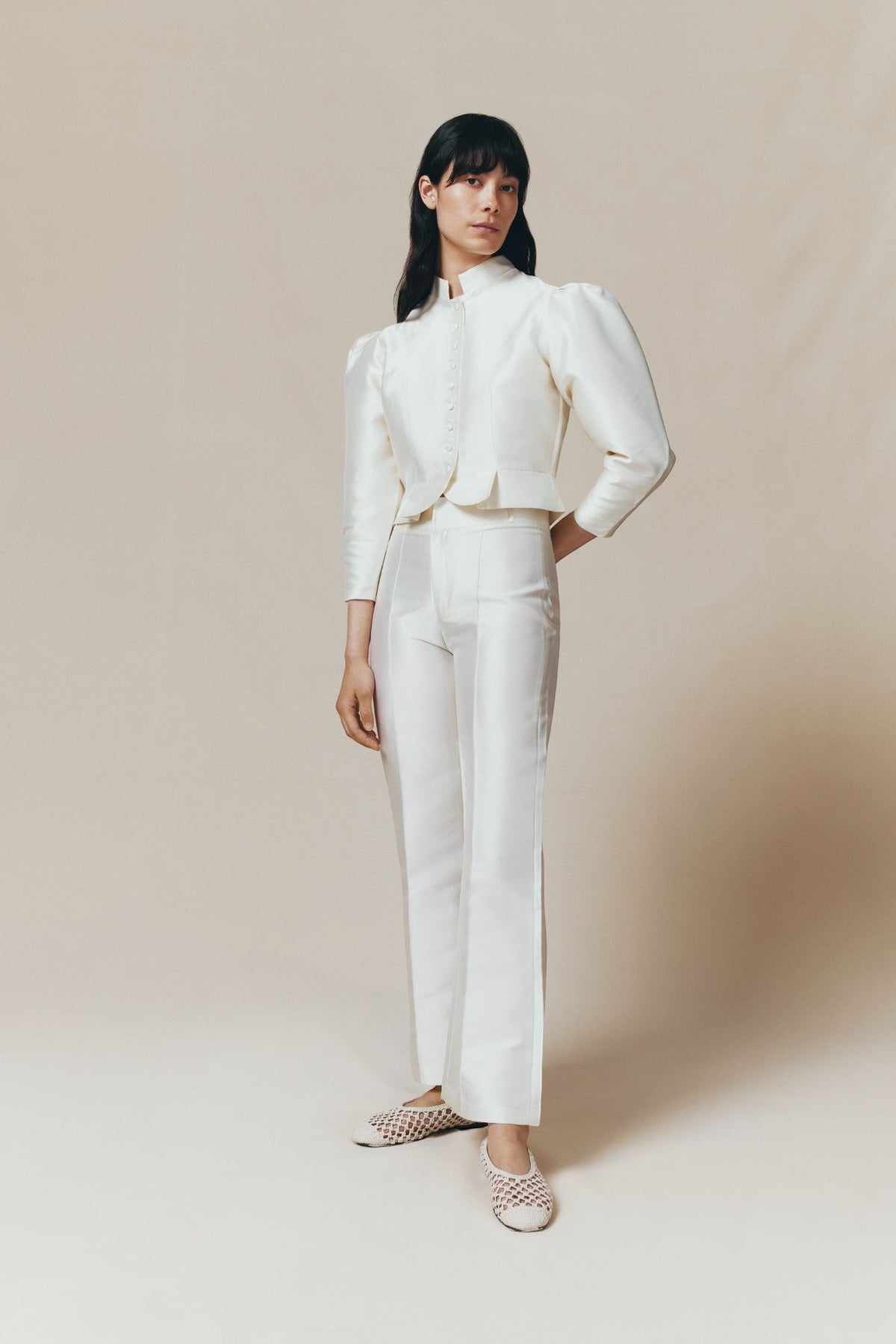 Pantalón Yoshitomo Satén Blanco de Destree · detalle 2