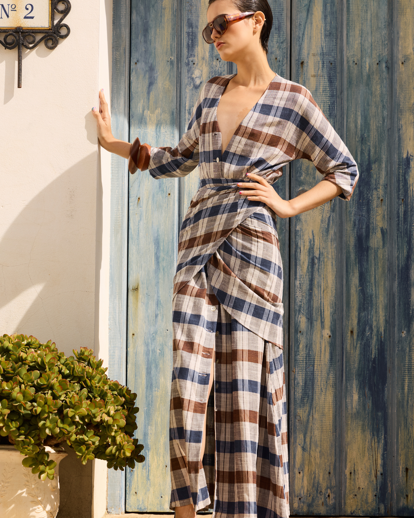 Vestido Cala Cuadros de IQ Collection · detalle 1