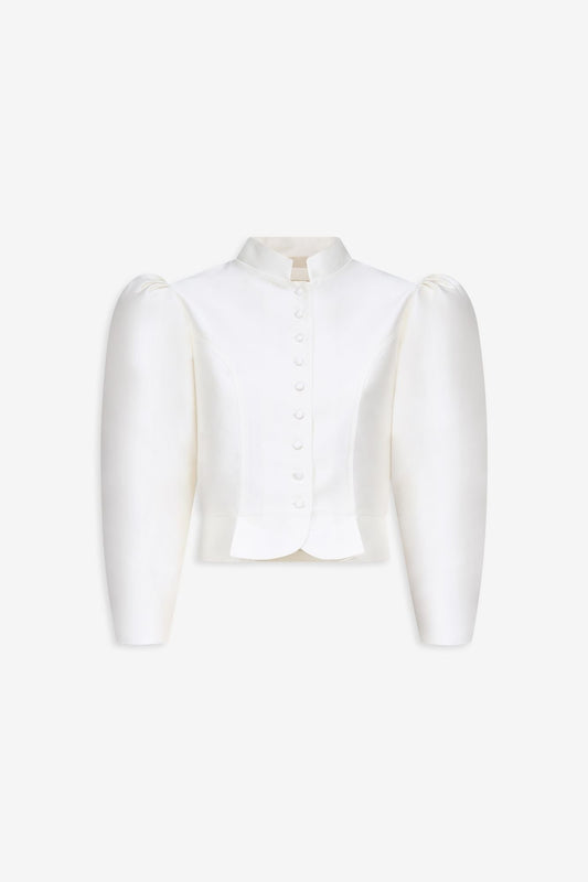 Chaqueta Amoako Satén Blanco de Destree · satén de seda