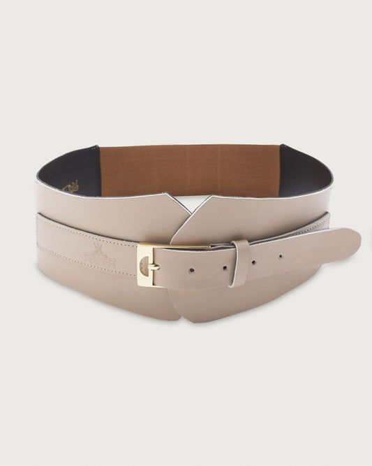 Cinturón Jadra beige de IQ Collection, detalle de la hebilla