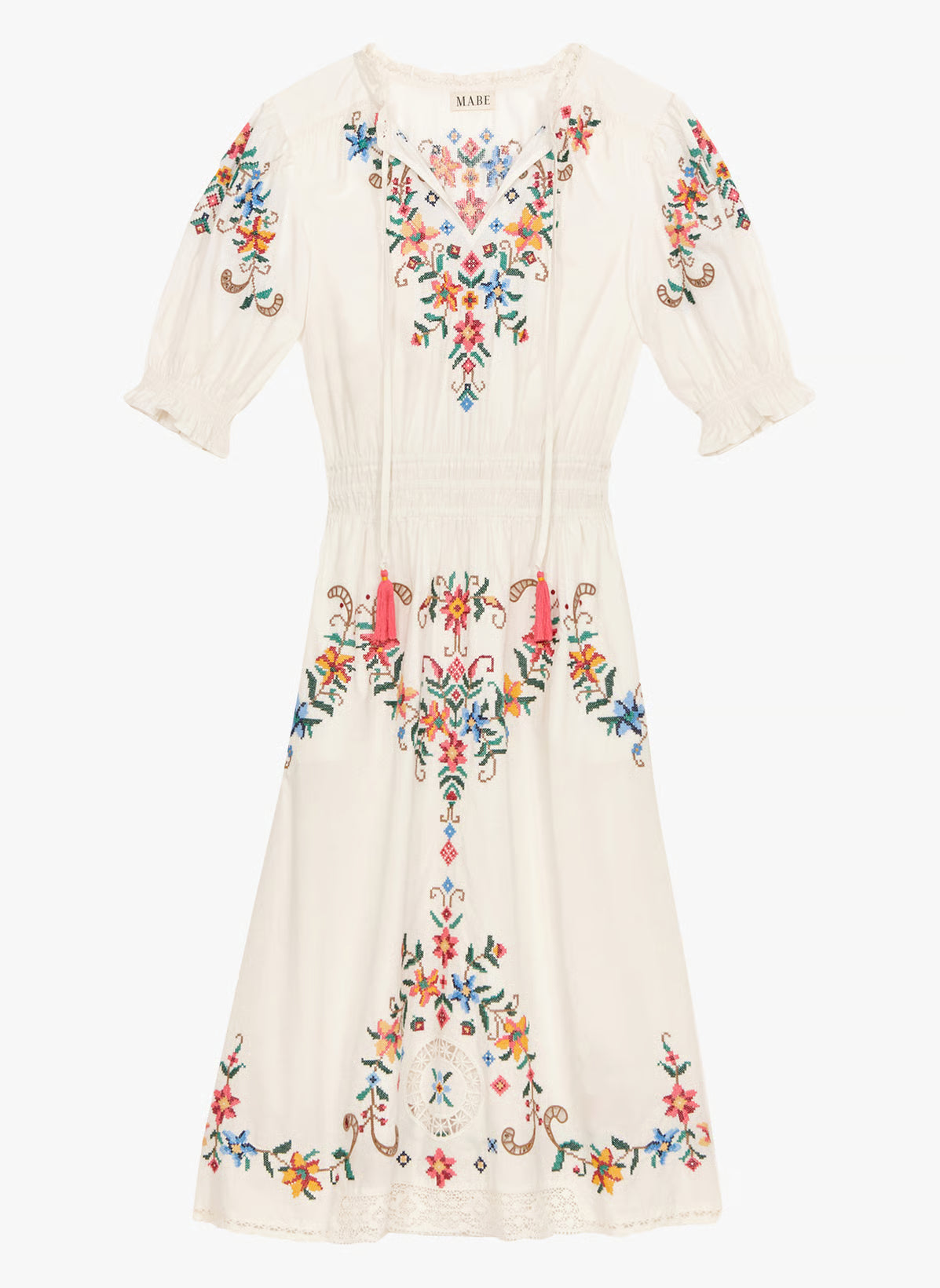 Vestido Gracie midi en crudo con bordado floral multicolor – Mabe · PORTICO Concept, Turó Park Barcelona 4