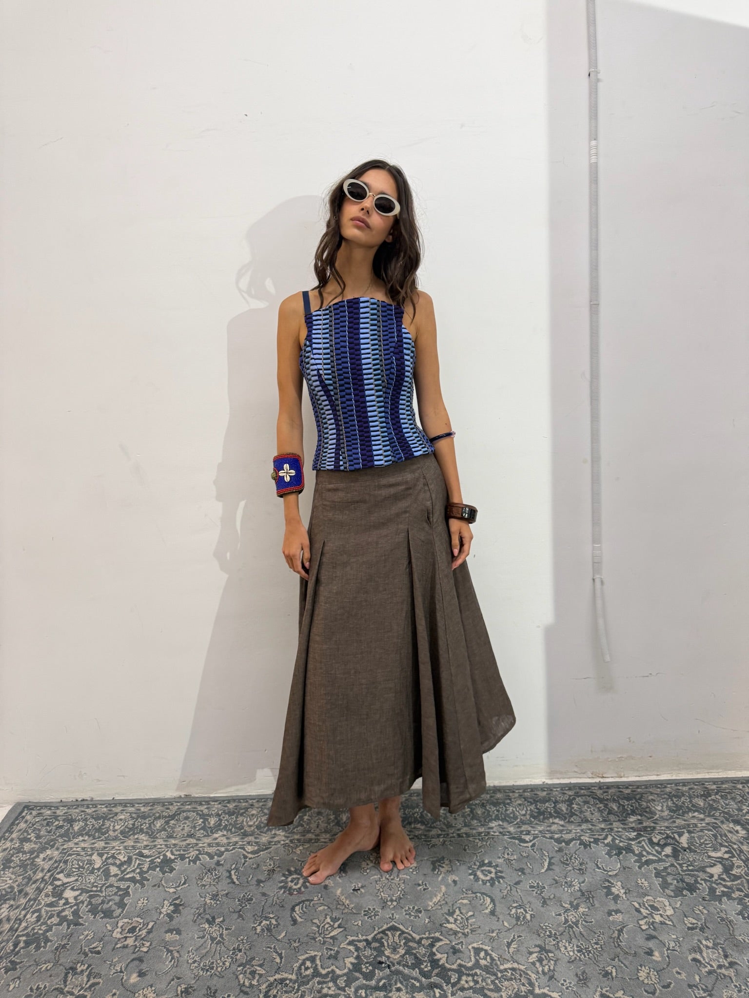 Top Ipanema Lazuli de Baudesson, algodón, seda y tejido de telar · detalle 6
