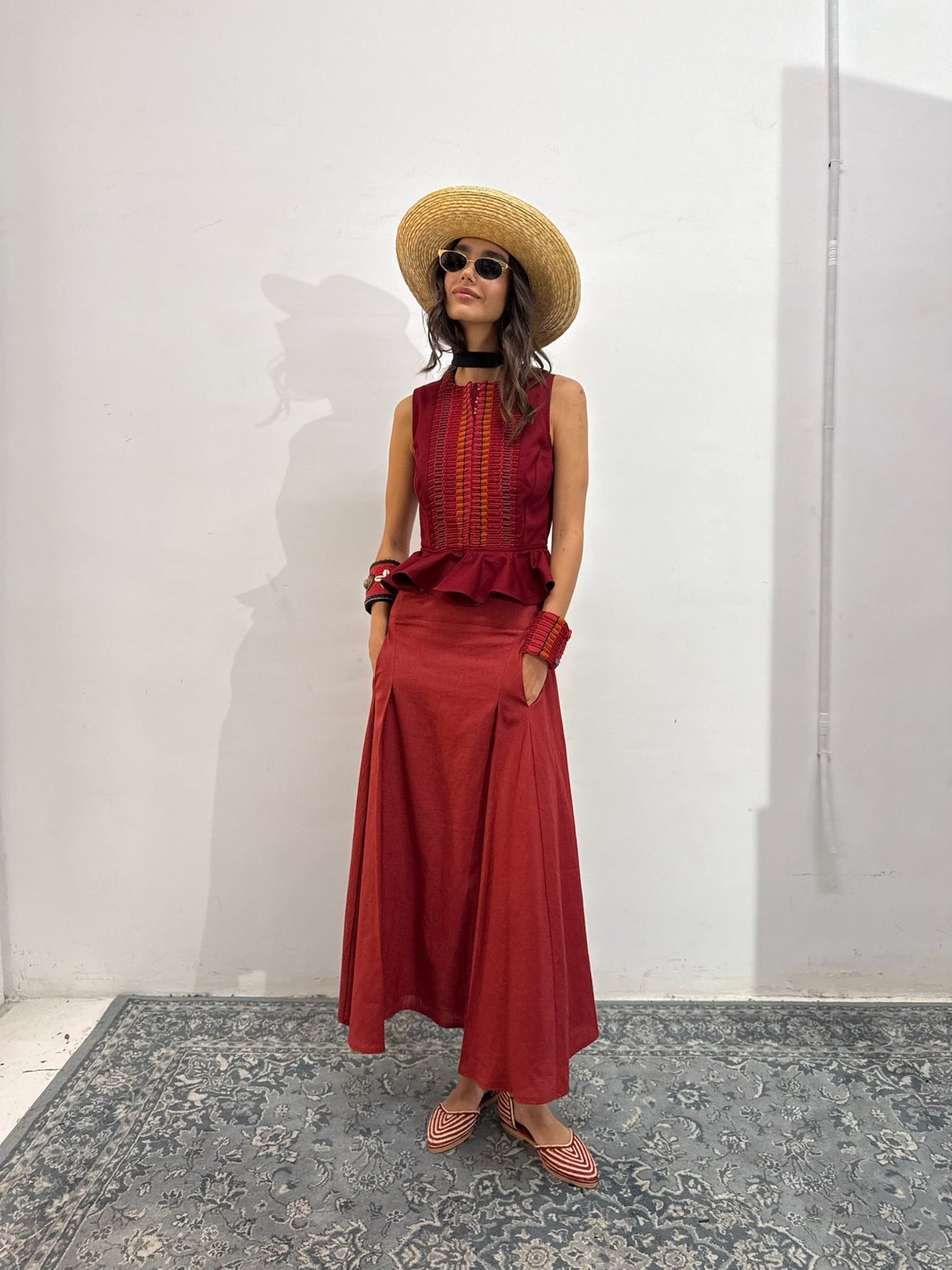 Chaleco Mamounia Vino de Baudesson, lana y algodón · detalle 2