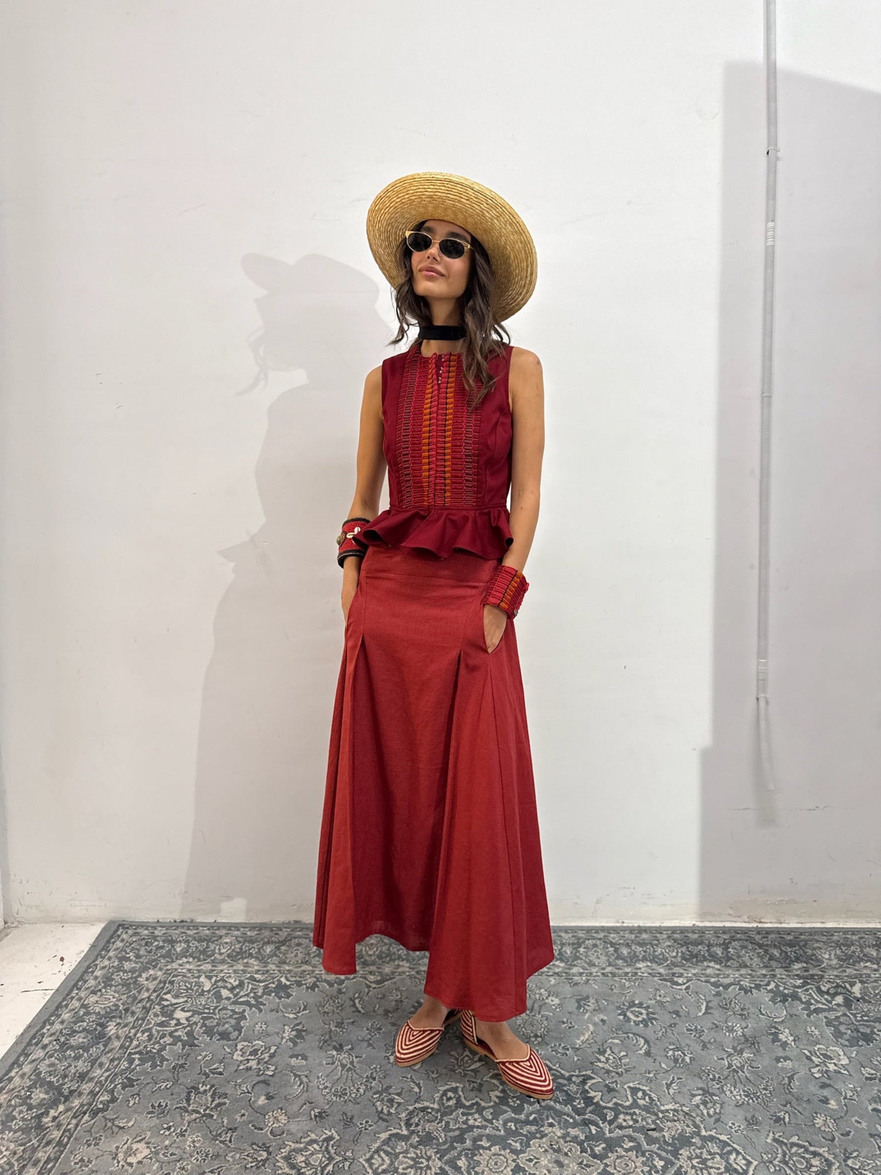 Chaleco Mamounia Vino de Baudesson, lana y algodón · detalle 2
