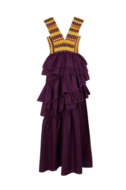 Vestido Cas Berenjena de Baudesson, algodón y seda · detalle 1