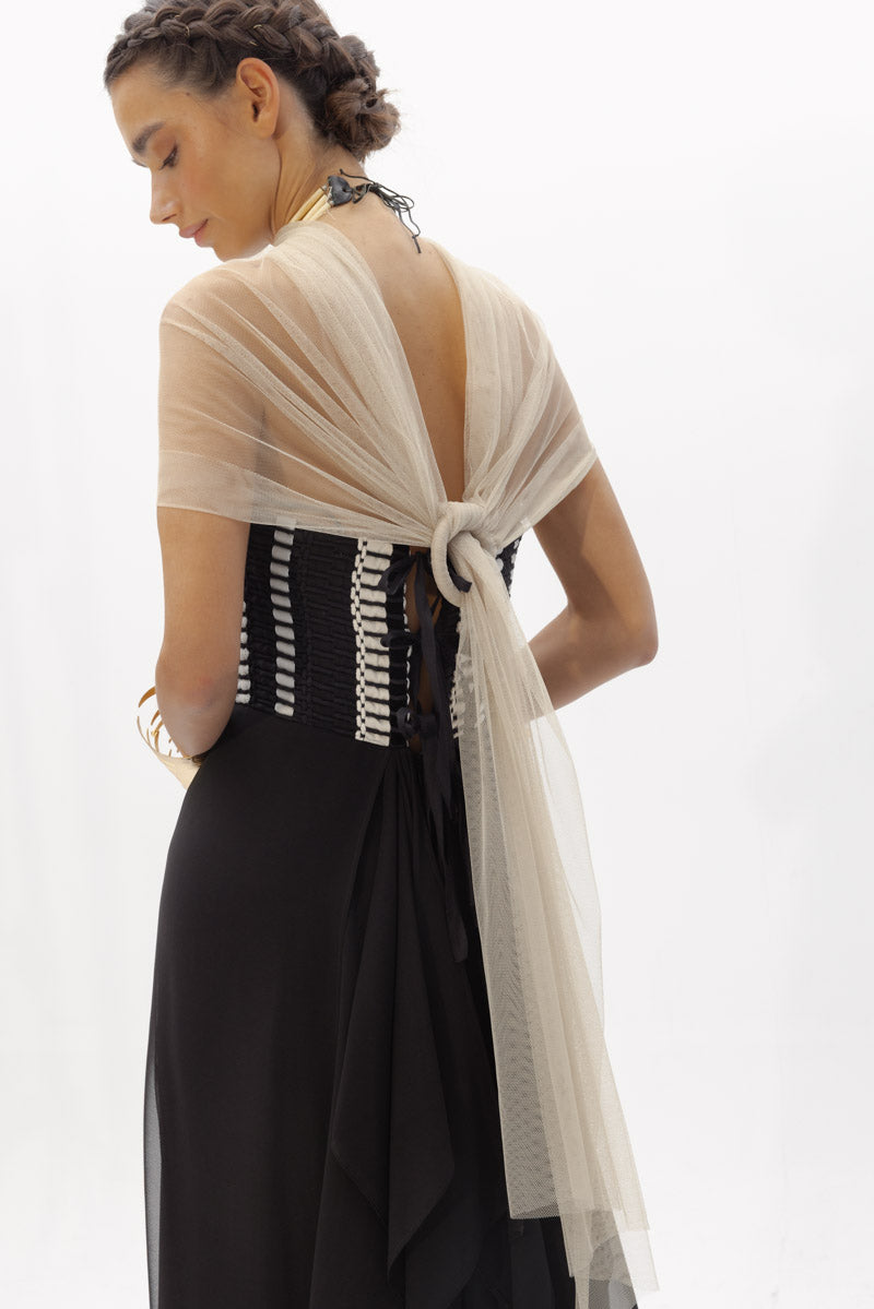 Accesorio Tul Arena de Baudesson, tul de invitada · moda de invitada hecha en telar · Portico Barcelona