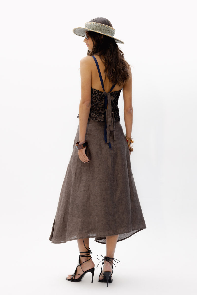Falda Parker Lino Tabaco de Baudesson, 100% lino · detalle 7