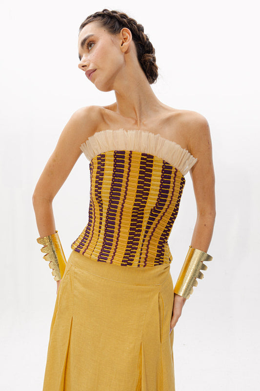 Top Clotilde Mostaza de Baudesson, seda, algodón y tencel · detalle 1