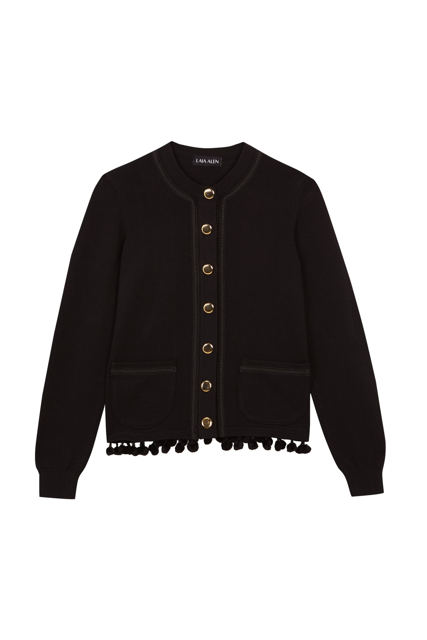 Montse Cardigan Pom-Pom Black de Laia alen · detalle 3