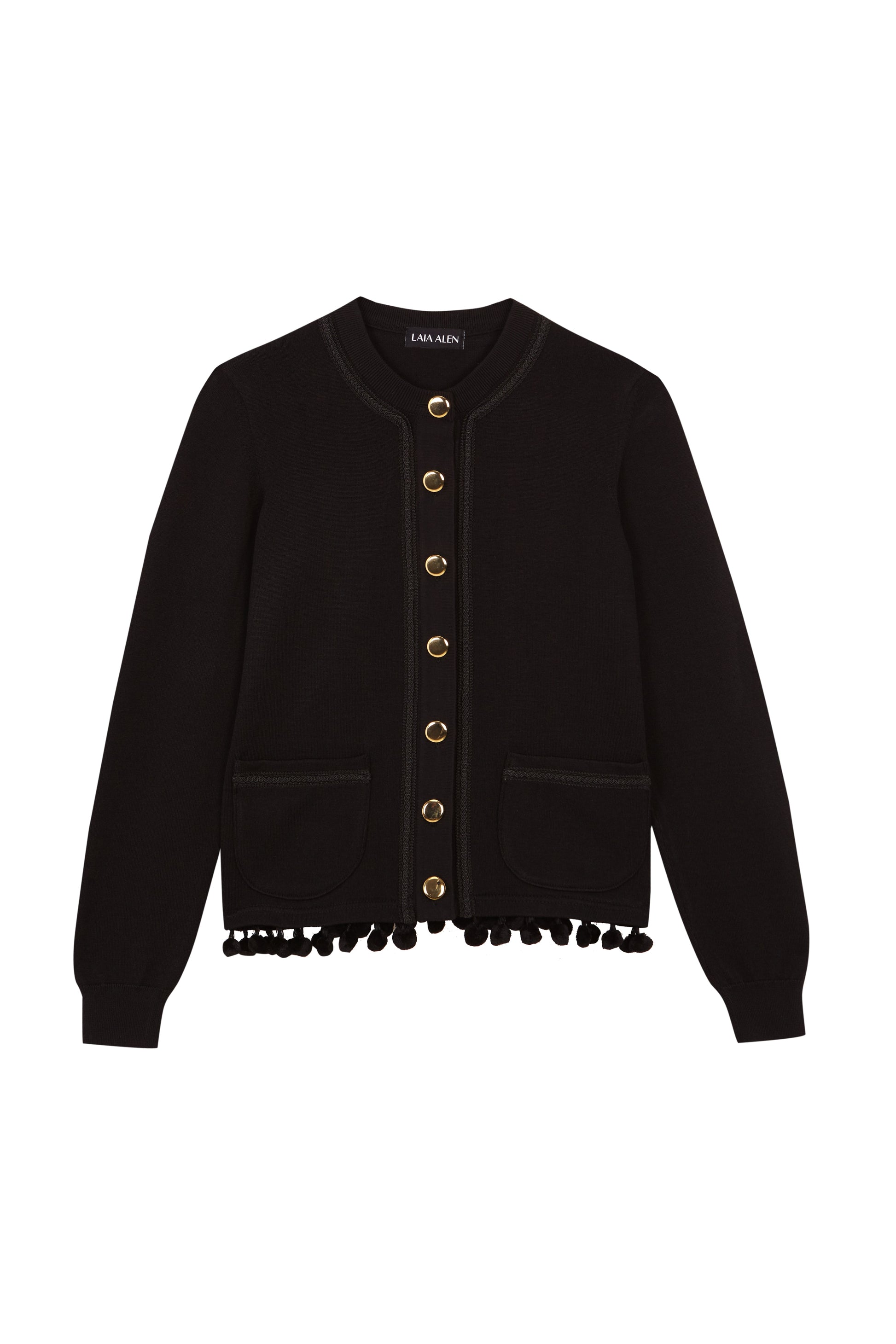 Montse Cardigan Pom-Pom Black de Laia alen · detalle 3