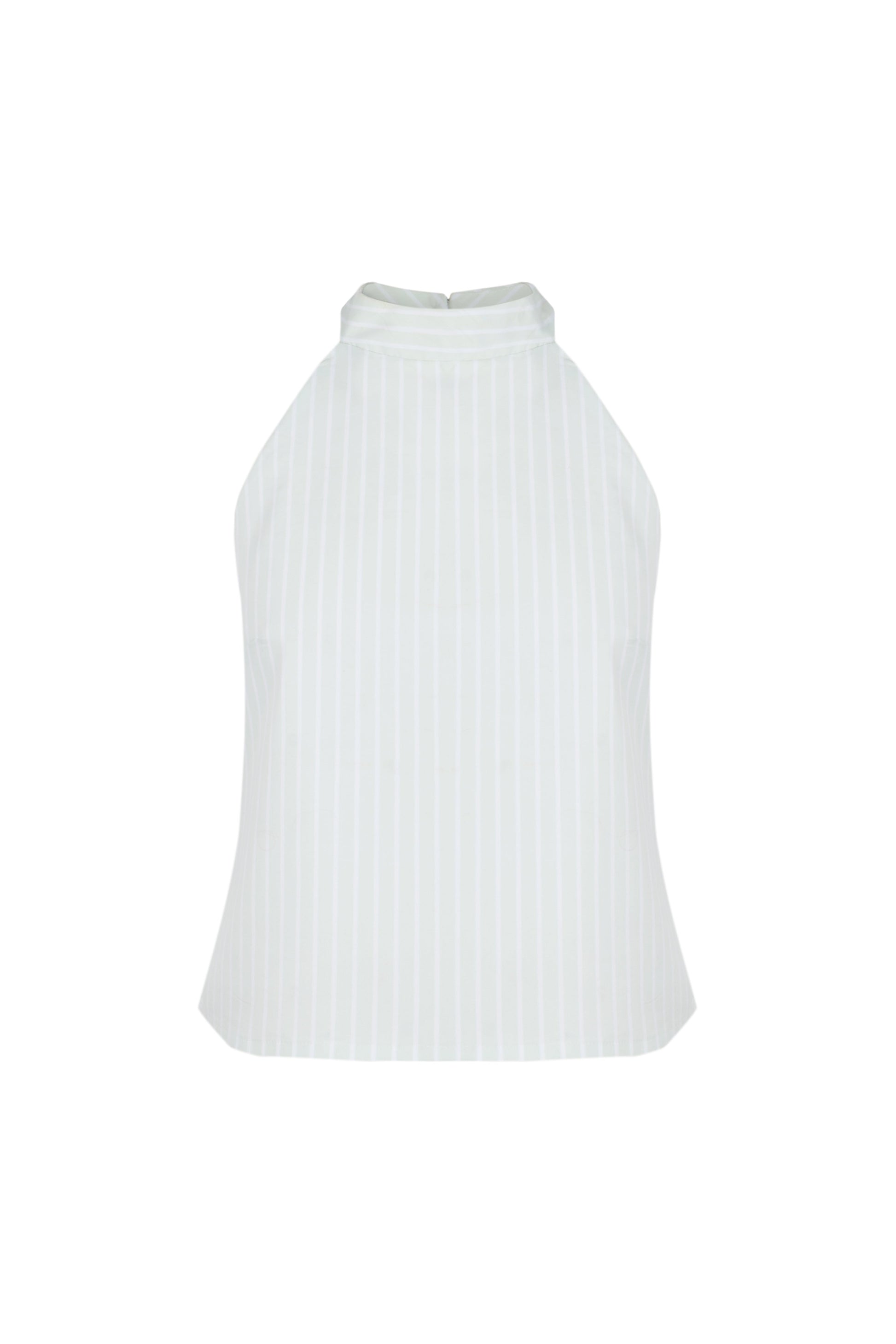 Top halter de algodón a rayas verdes – Copines · PORTICO Concept, Turó Park Barcelona (vista 3)