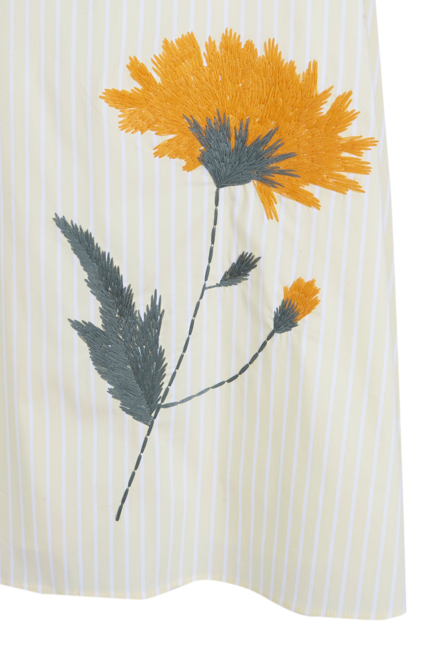 Falda larga de algodón a rayas amarillas con flor bordada – Copines · PORTICO Concept, Turó Park Barcelona (vista 3)