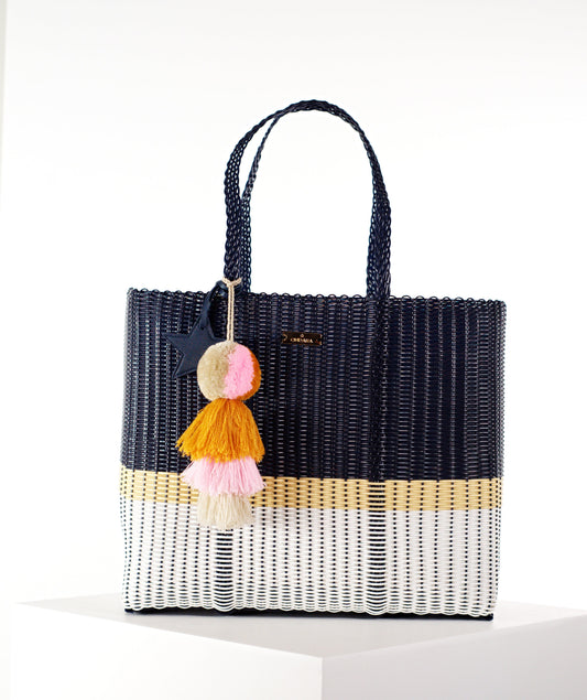 Bolso Ondara Grande Azul Náutico de Ondara Bags · plástico reciclado HDPE tejido a mano