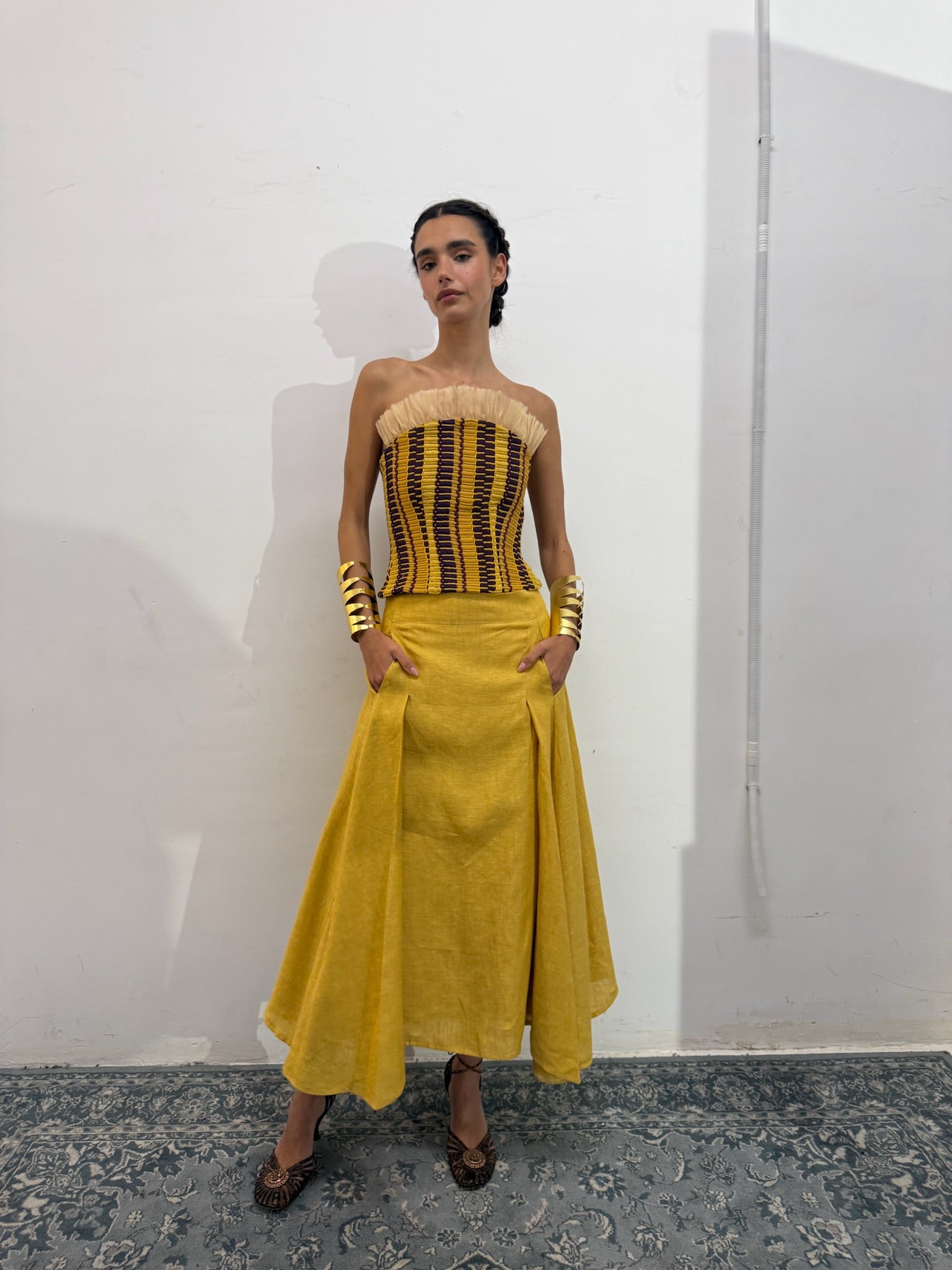 Top Clotilde Mostaza de Baudesson, seda, algodón y tencel · detalle 7