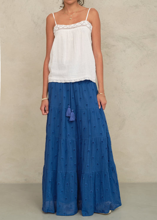Falda Frani maxi en azul cobalto – Mabe · PORTICO Concept, Turó Park Barcelona