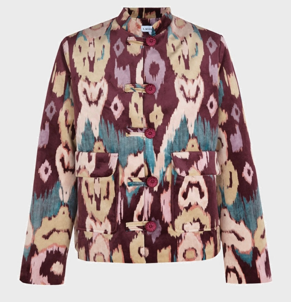 Chaqueta tang burgundy ikat
