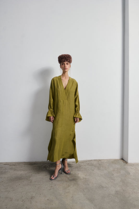 Vestido Lea Verde Oliva — Galcon Studio · detalle 1