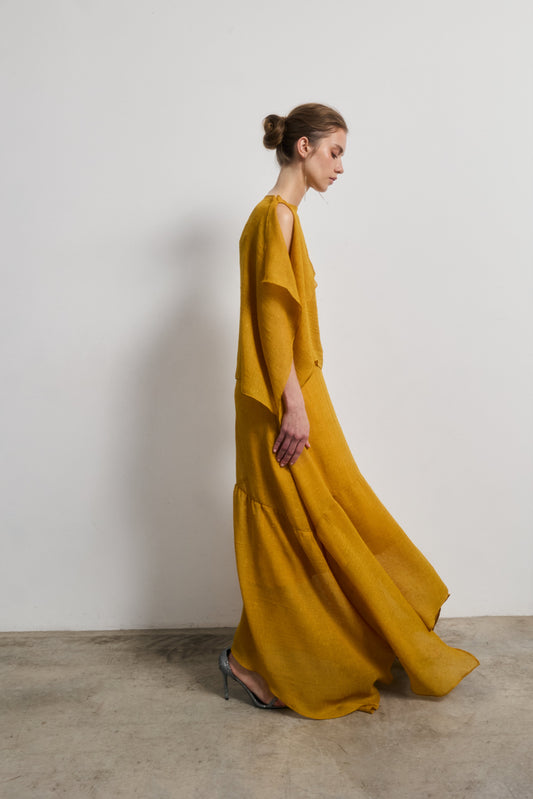 Vestido Diana Mostaza — Galcon Studio