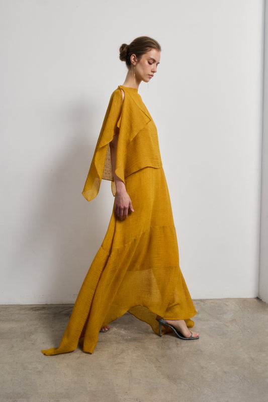 Vestido Diana Mostaza — Galcon Studio · detalle 1