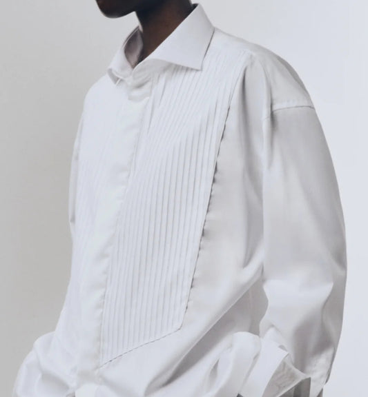 Camisa blanca cuello raya