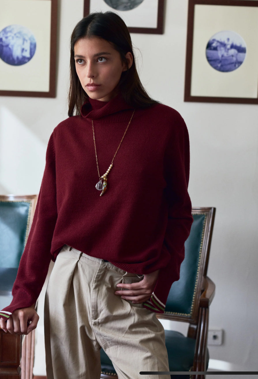 Jersey Berta crew neck wine