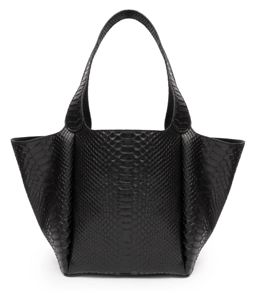Bolso Timba de Noumad en piel de pitón negra, shopper de Portico Concept