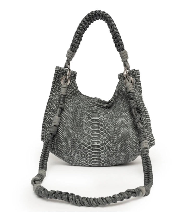 Bolso Redang S de Noumad en gris oscuro stone con asas trenzadas, Portico Concept