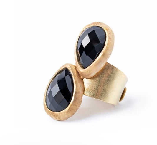 ANILLO DOS GOTAS AGATA