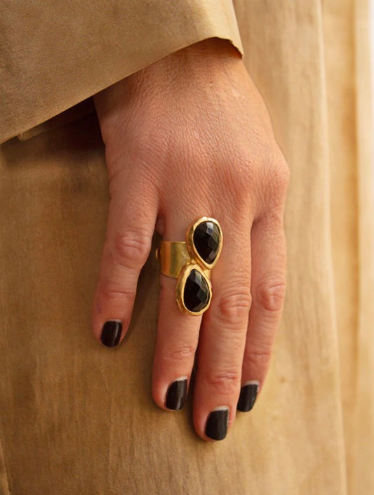 ANILLO DOS GOTAS AGATA