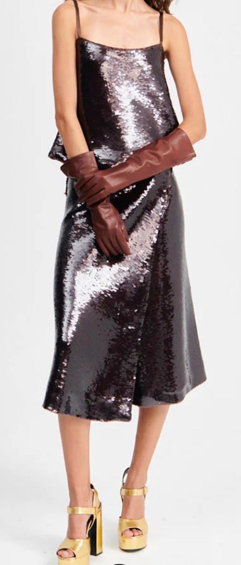 Falda marron lentejuelas