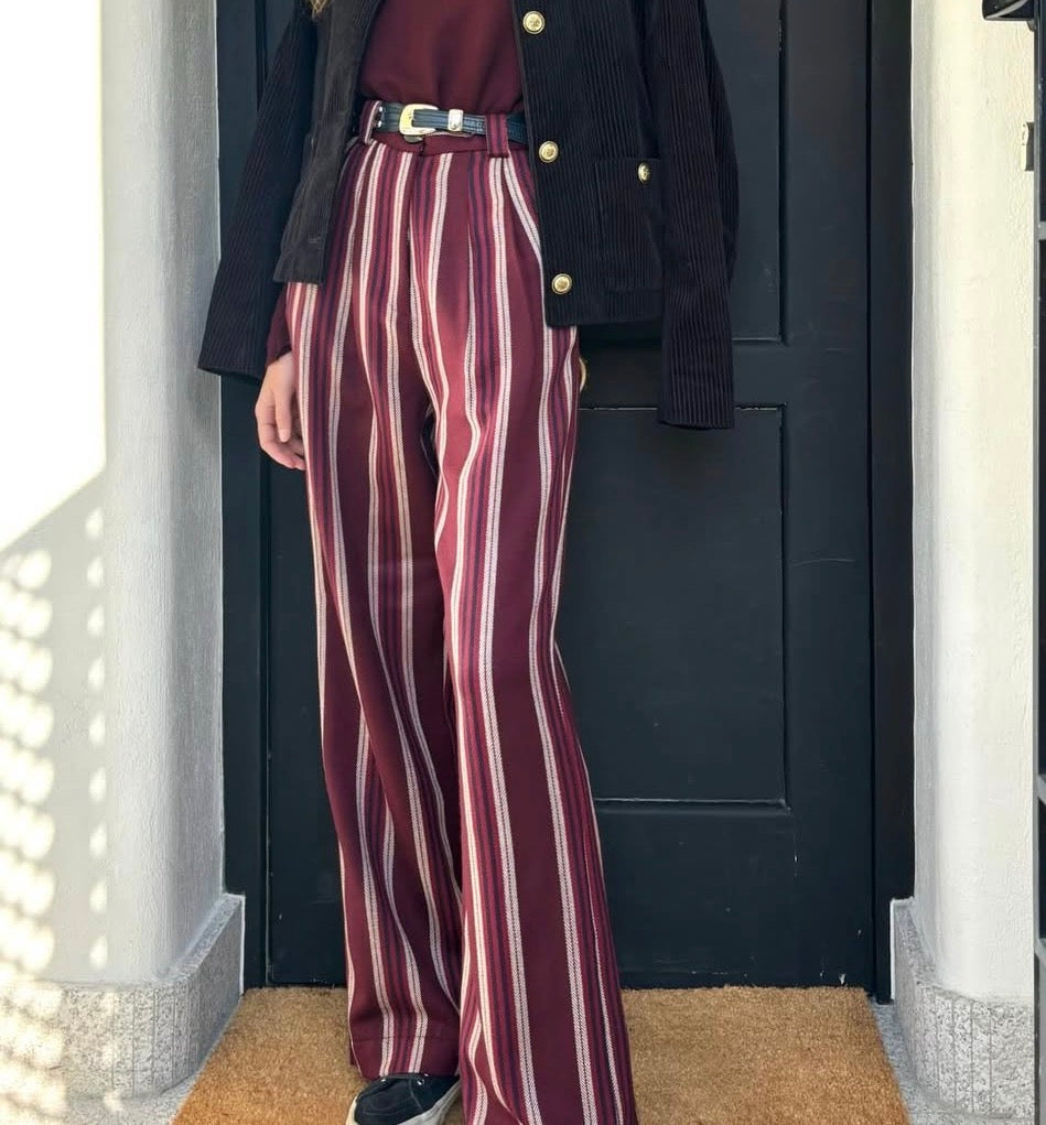 Pantalón raya rosa y blanca