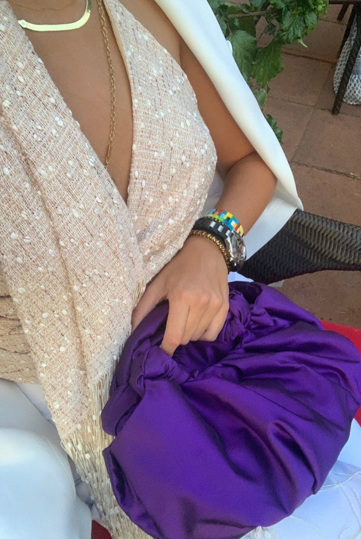 Bolso Bernatta Mini morado Laia Alen, silueta vintage tipo sobre