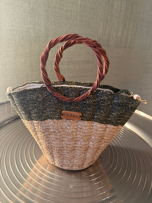 BOLSO MINI SHELLY OLIVA Y NATURAL