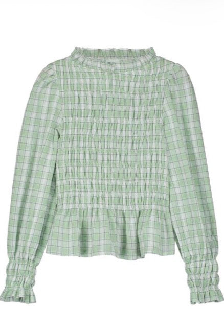Camisa de cuadros verde y blanco con peplum – Magnolya Collection · PORTICO Concept, Turó Park Barcelona