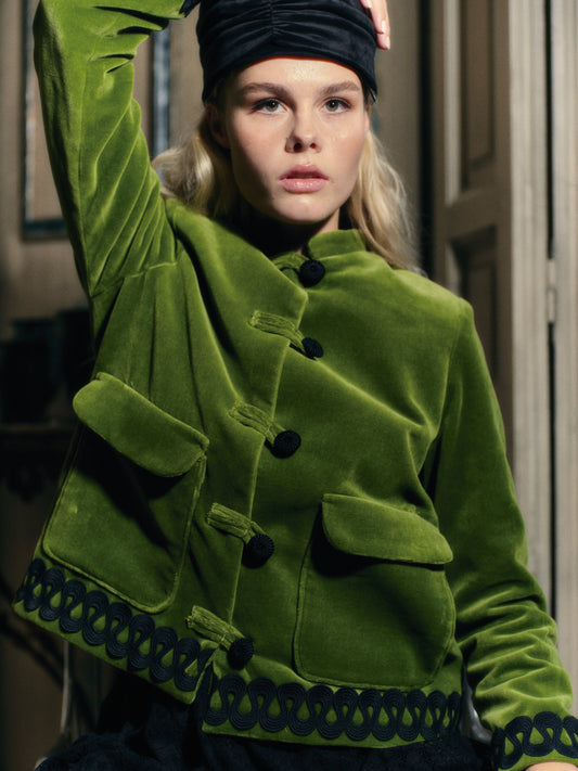 Chaqueta Tang Pistachio de Laganini · terciopelo 100% algodón verde pistacho