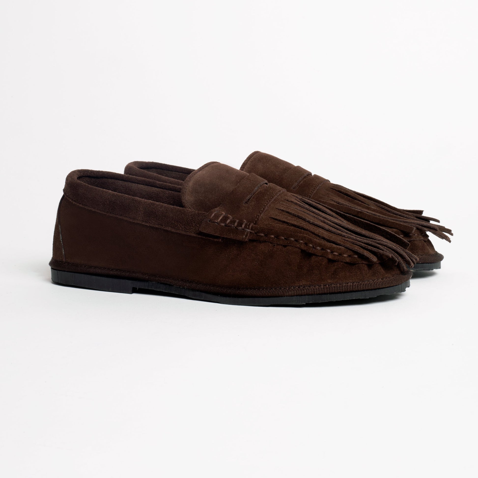Mocasines Louvre con Flecos Chocolate de Ilio Smeraldo · ante de napa en marrón chocolate
